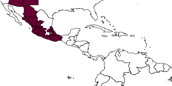 map of Paratiphia fossata     Allen, 1962